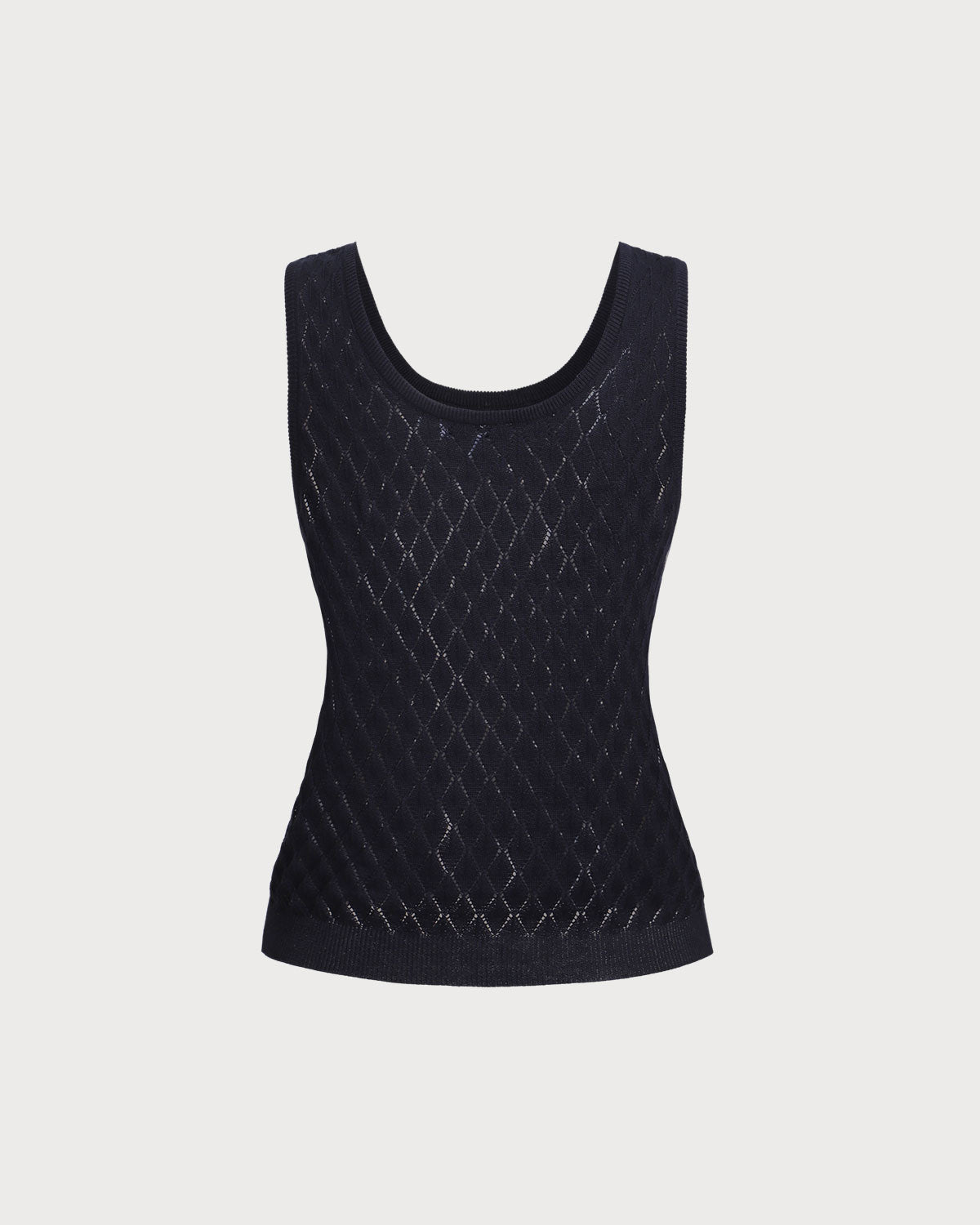 Blue Textured Crochet Tank Top