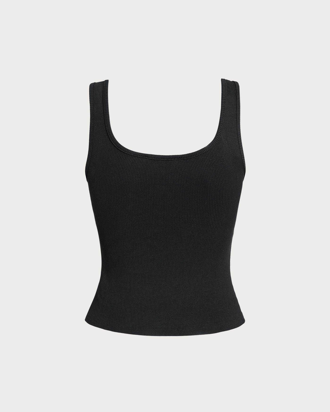 The Black V Neck Ribbed Knit Tank Top