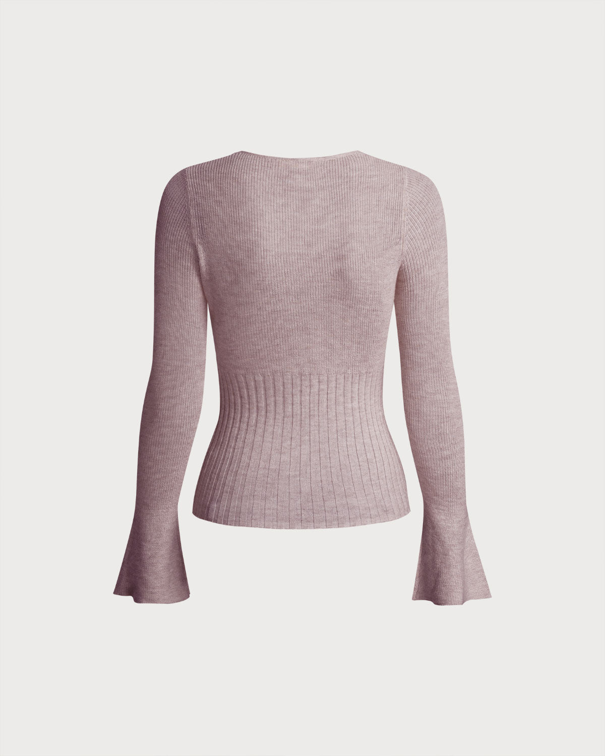 Purple Bell Sleeve Casual Knit Tee