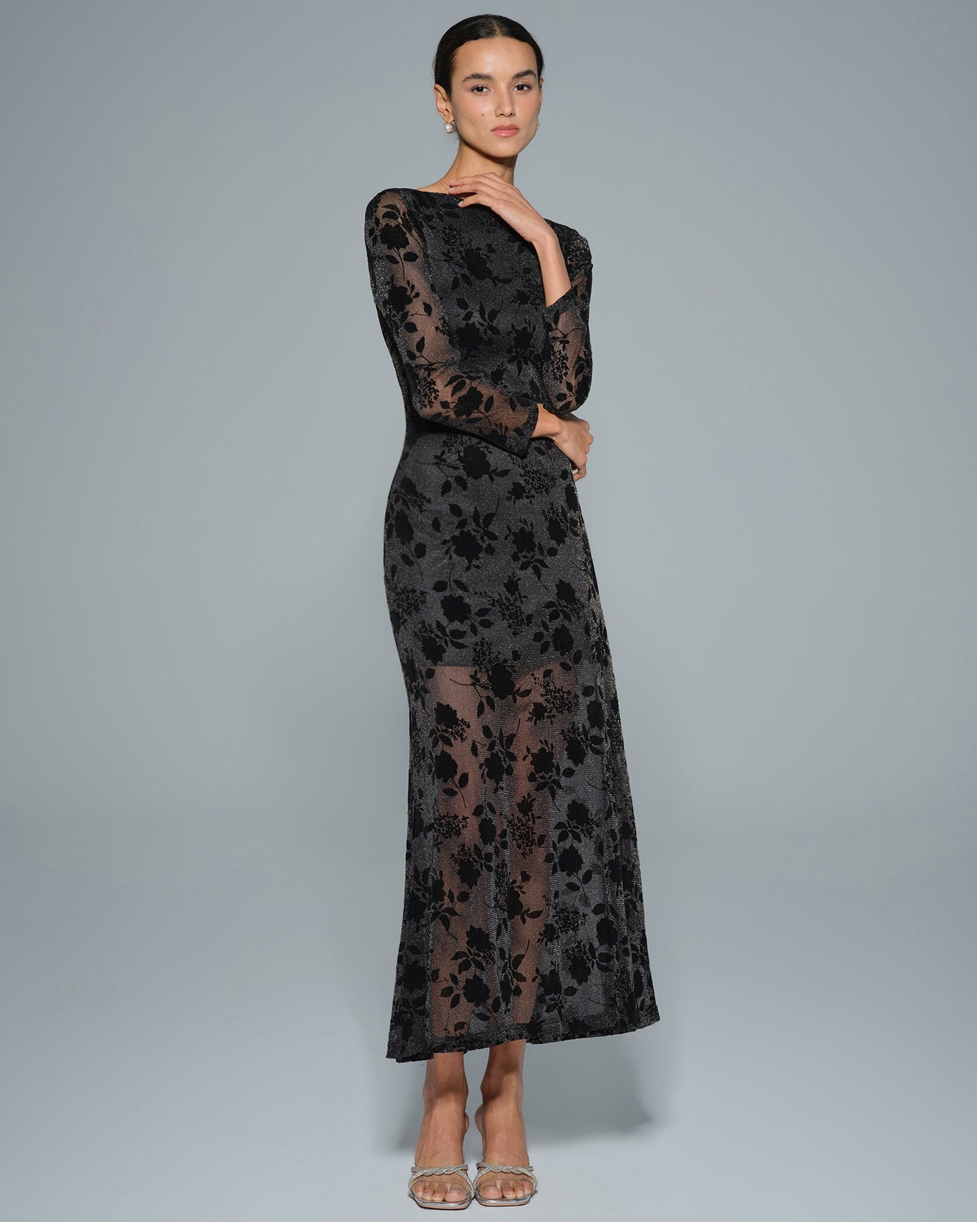 Black Floral Tunic Maxi Dress