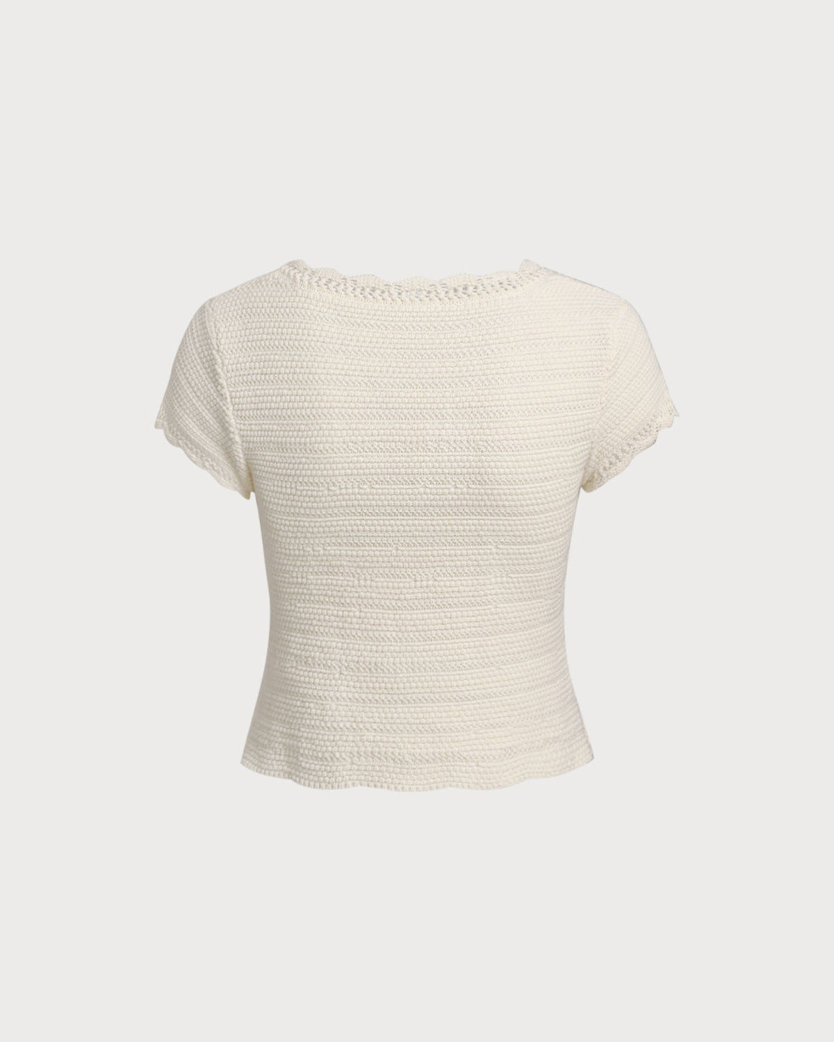 Beige U Neck Textured Cardigan
