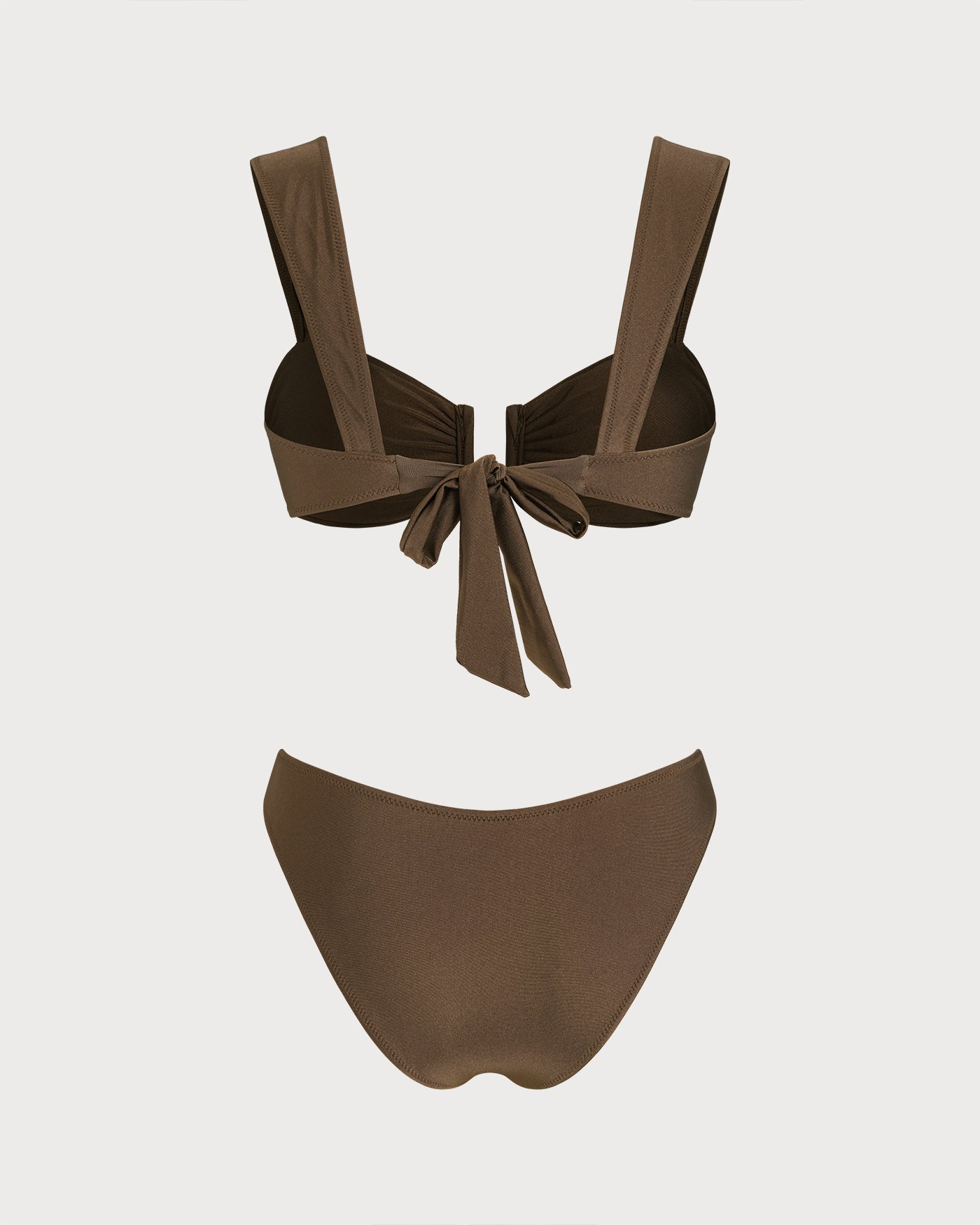 Brown Cut Out Drawstring Bikini Set