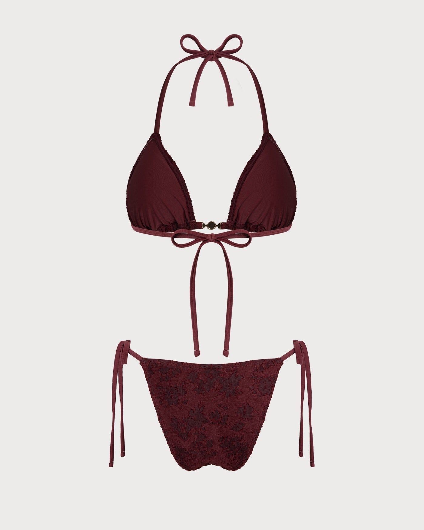 Brick Red Halter Textured Bikini Set