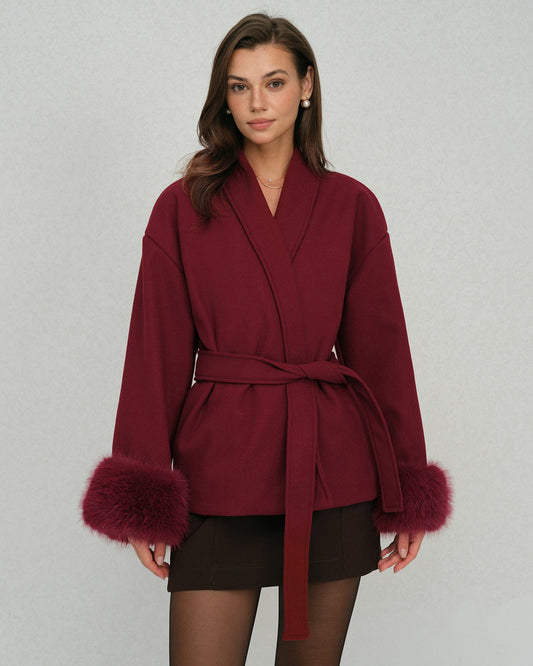 Wine Red Drawstring Jacket